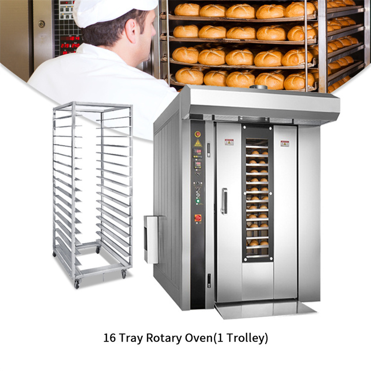 Industrial bread oven kunfa rotary oven machine 12 trays rotating gas rotary oven for bakery baking equipment