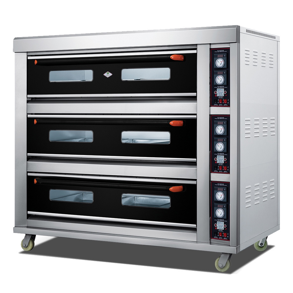 high quality 3 deck 9 trays gas oven for bread baking iraqi french turkish lebanese bread baking oven industrial