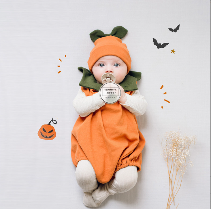 Halloween Pumpkin long sleeve rompers baby with a hodie baby jumpsuit blanket baby bear winter onesie