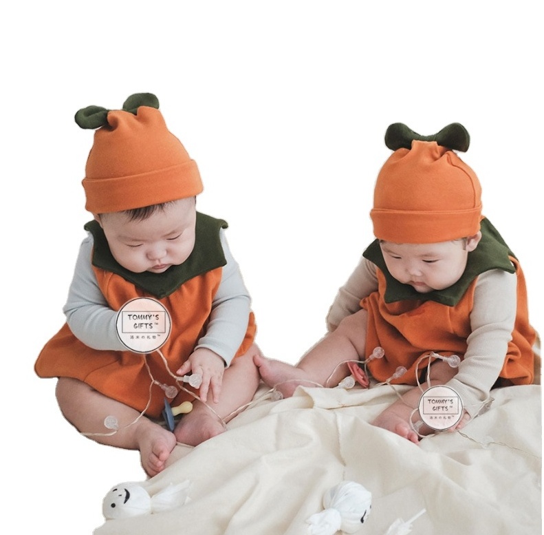 Halloween Pumpkin long sleeve rompers baby with a hodie baby jumpsuit blanket baby bear winter onesie