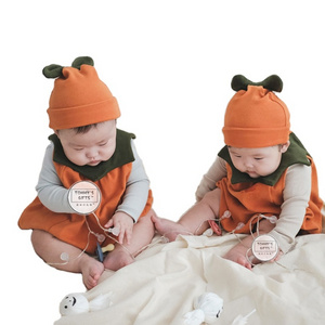 Halloween Pumpkin long sleeve rompers baby with a hodie baby jumpsuit blanket baby bear winter onesie