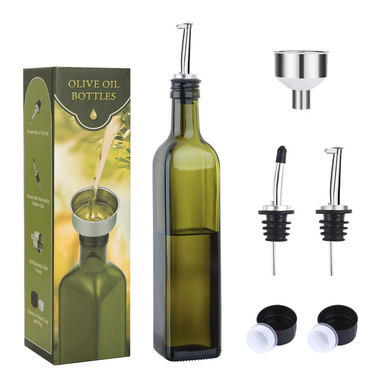 Wholesale custom premium empty small dark green food glass bottles 250ml 500ml 750 ml 1000ml for Extra Virgin Olive Oil