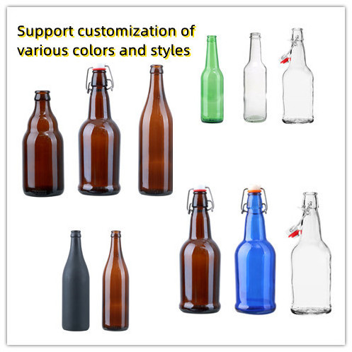 High quality 12oz 300ml 250ml 500ml 750ml amber cobalt blue clear swing top flip top kombucha glass beer bottles