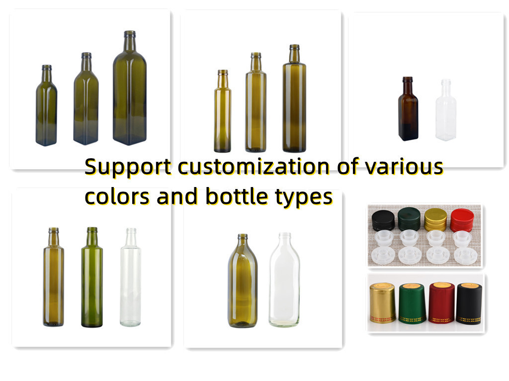 Wholesale custom premium empty small dark green food glass bottles 250ml 500ml 750 ml 1000ml for Extra Virgin Olive Oil