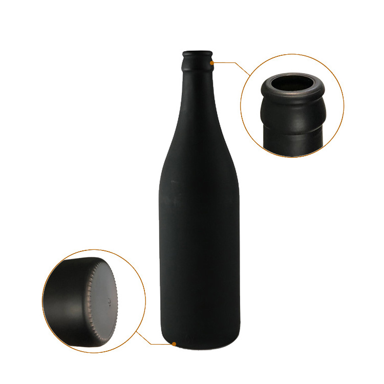 500ml matt black spray beer glass bottle 500ml crown top CY-581