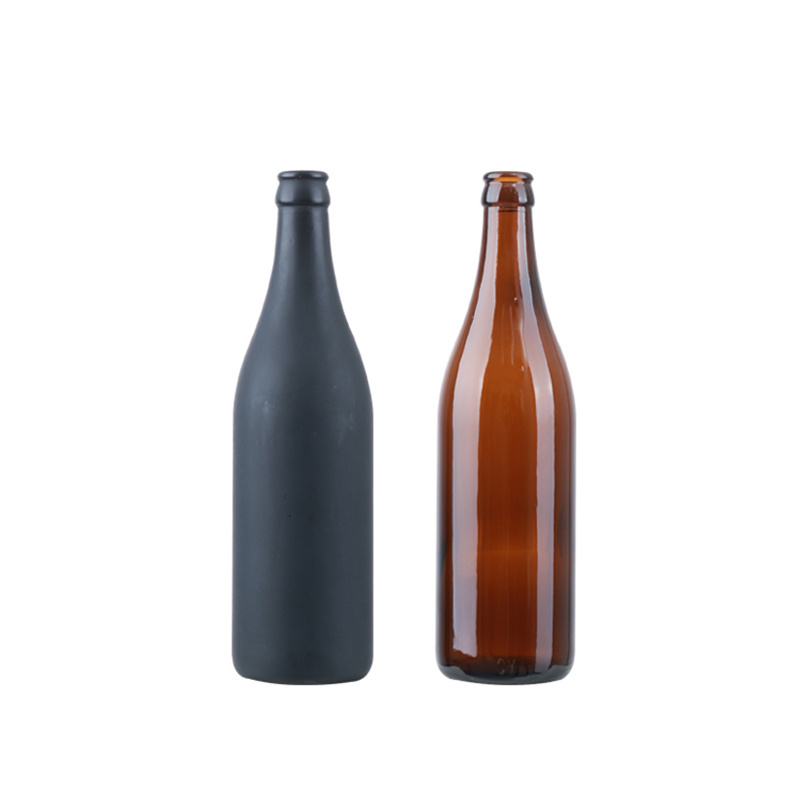 500ml matt black spray beer glass bottle 500ml crown top CY-581