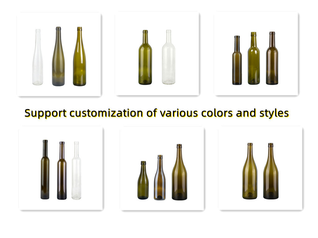 Customized clear green mini small empty 375 ml wine bordeaux champagne glass bottles wholesale