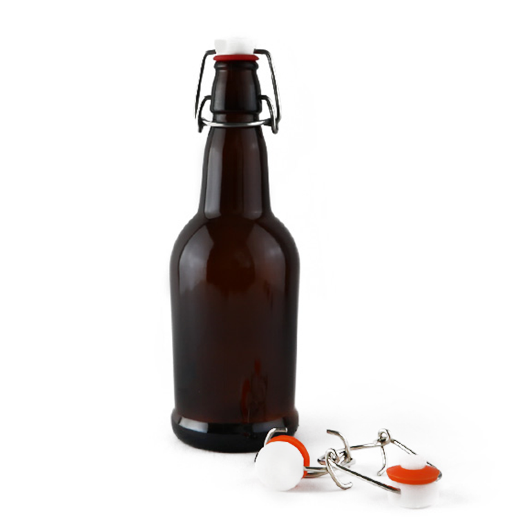 wholesale 16 OZ 500ml brown beer bottles with ceramic swing top cap