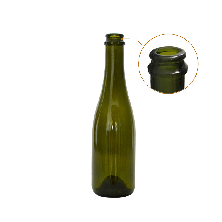 Customized clear green mini small empty 375 ml wine bordeaux champagne glass bottles wholesale