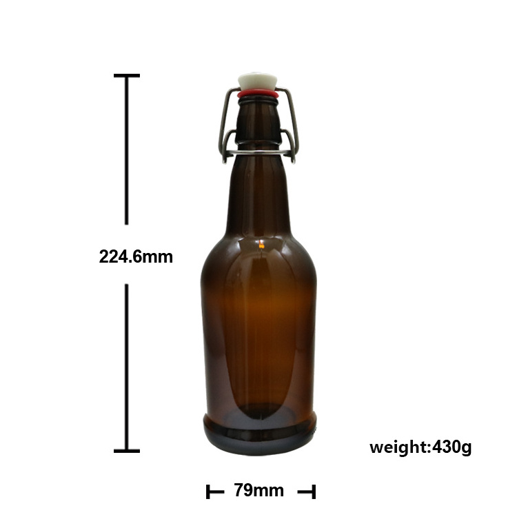 High quality 12oz 300ml 250ml 500ml 750ml amber cobalt blue clear swing top flip top kombucha glass beer bottles