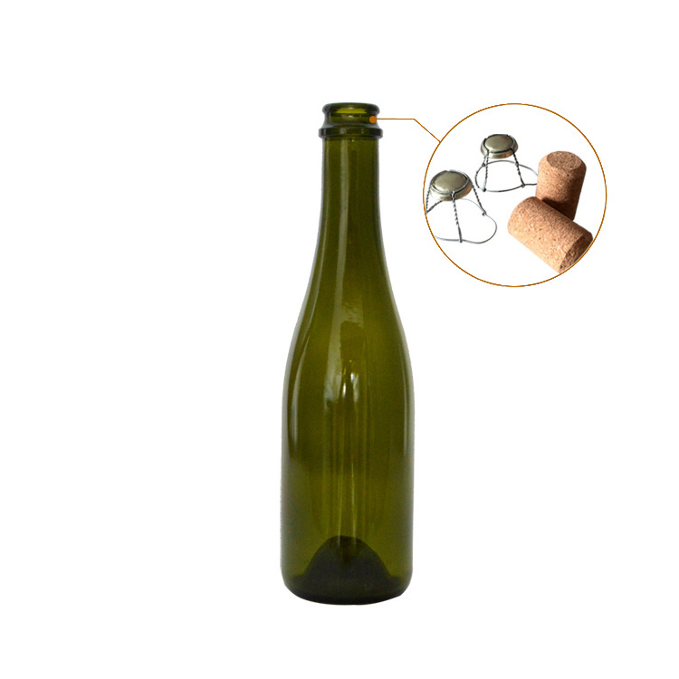 Customized clear green mini small empty 375 ml wine bordeaux champagne glass bottles wholesale