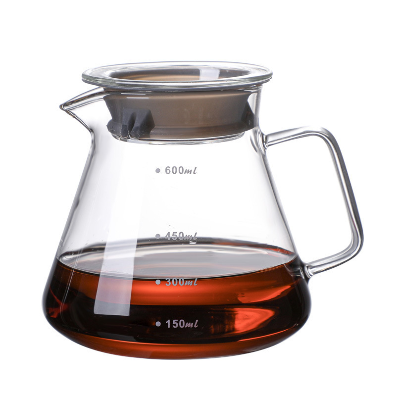 custom logo 450ml 600ml Reusable borosilicate glass coffee cup sharing pot Portable Pour-over coffee maker with filter