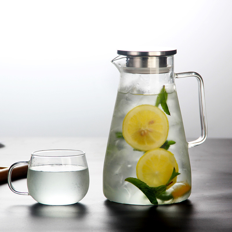 custom logo 1.3L 1.4L 1.9L 2L High borosilicate large capacity household heat resistant cooling fruit tea kettle glass water pot