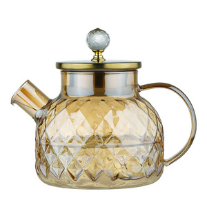 1L 1.5L 1.8L modern Hot sales clear heat resistant High borosilicate glass teapot with lid for business gifts