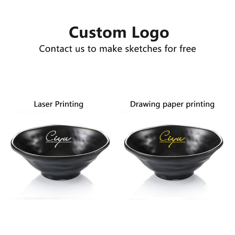 custom logo Durable Household Melamine Black Custom Japanese Soup noodles Bowls Set Ramen Bowl for hotel restaurant