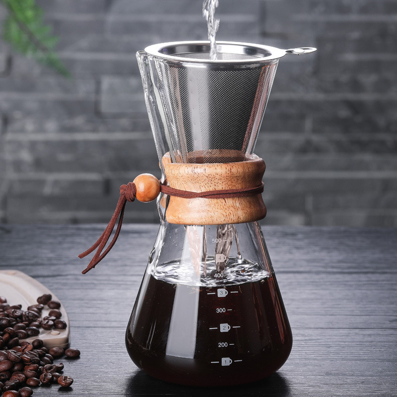 Reusable 400/600/800ml BPA free Hot Manual Brewing Clear Dripping Coffee Maker Fine Paperless Filter Pour Over Coffee Maker