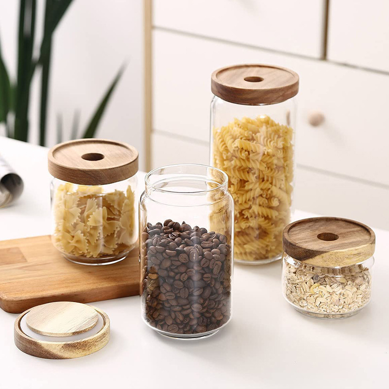 prodcued various sizes glass storage jar with lids custom kitchen glass food storage container mason spice jar cookie candy jars