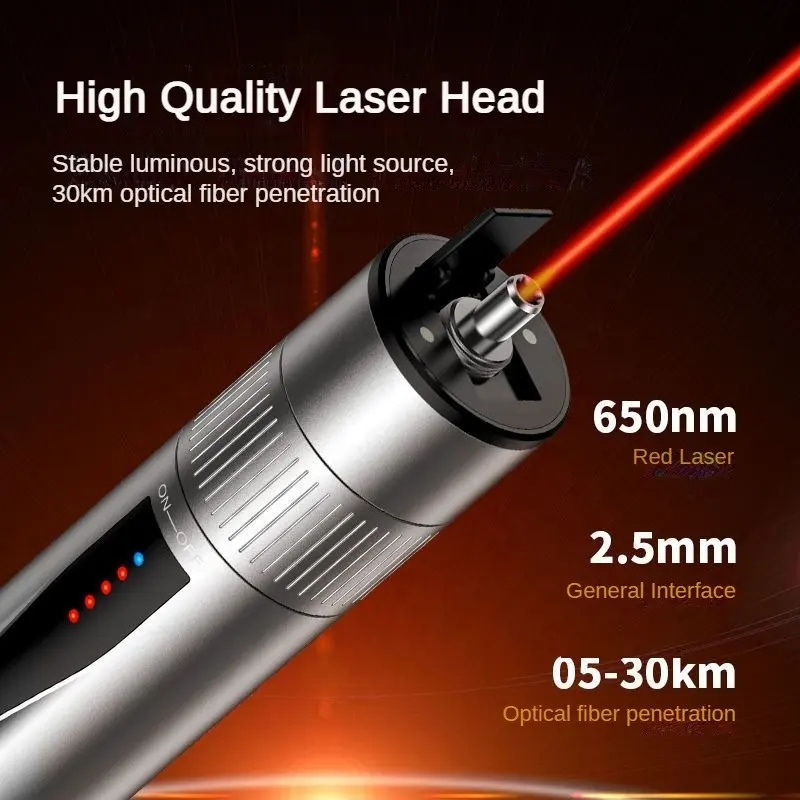 Fiber Optical Red Laser Test Pen VFL 5-30MW Visual Fault Locator 10mw 5km-30km Rechargeable Optic Red Light Pen With Li-Battery