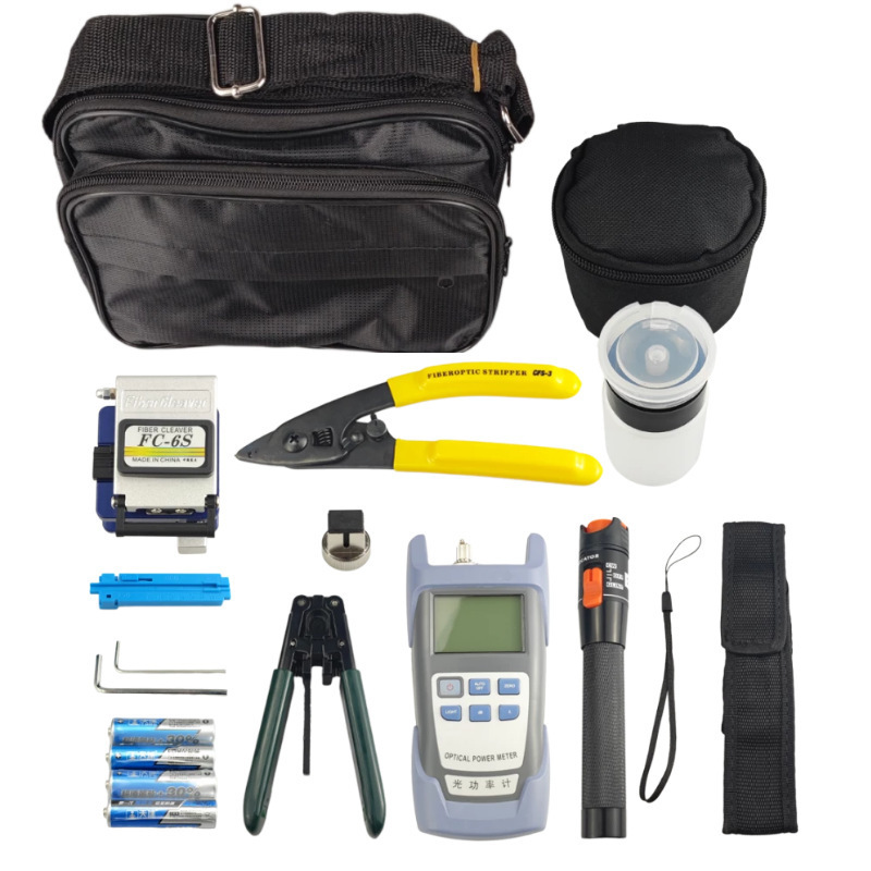 FTTH cold connection tool kit FC-6S fiber optic tool set fiber optic cutter 10MW red light pen optical power meter