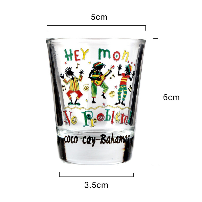 Gift cup 2oz cartoon design custom logo wholesale small capacity lead-free glass shot glass travel souvenir