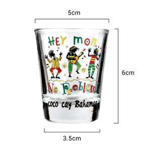 Gift cup 2oz cartoon design custom logo wholesale small capacity lead-free glass shot glass travel souvenir