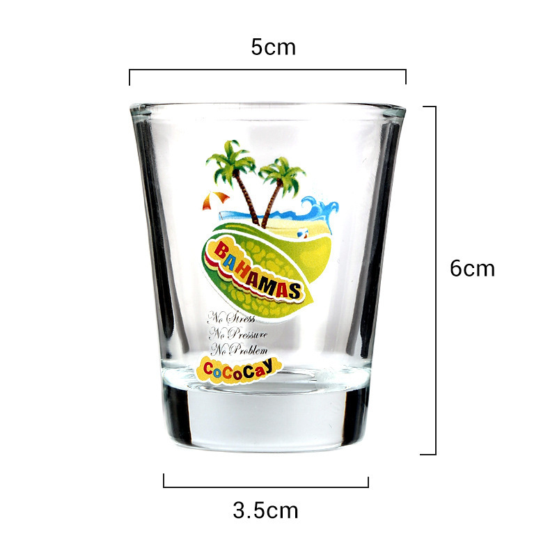 Gift cup 2oz cartoon design custom logo wholesale small capacity lead-free glass shot glass travel souvenir