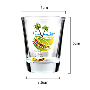 Travel souvenir cup 2oz cartoon design custom logo wholesale small capacity lead-free glass shot cup