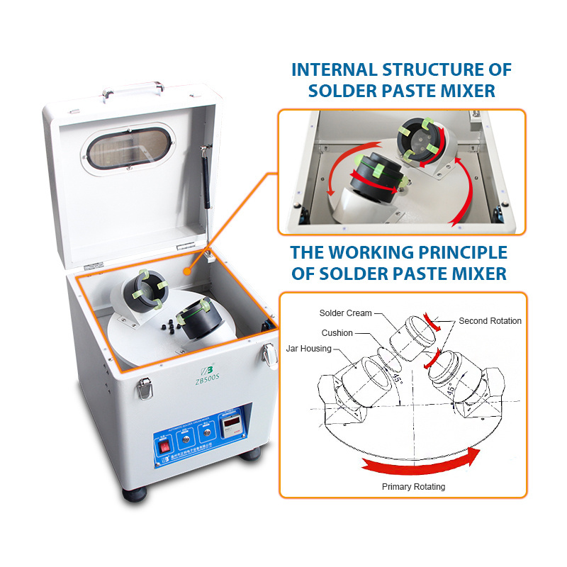 ZB500S 220V Solder Paste Mixing Equipment High Speed Solder Paste Mixer 500g*2tanks Automatic Pcb Solder Paste Mixing Machine