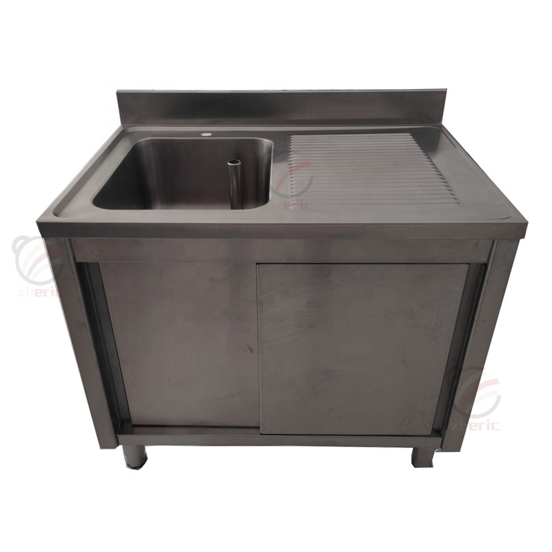 201 304 Commercial Stainless Steel Sink Bowl Kitchen Sink Cabinet With Drainboard