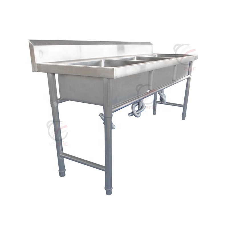 Customized Industrial Kitchen Commercial Stainless Steel 3 Compartment Kitchen Restaurant Sink