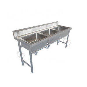 Customized Industrial Kitchen Commercial Stainless Steel 3 Compartment Kitchen Restaurant Sink