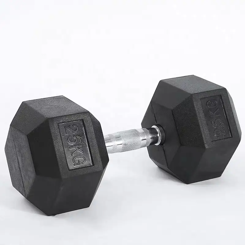 China Factory Commercial Fitness Equipment Rubber Coated Dumbbells /Dumbbell Set Free Weight Gym Hex Dumbbell