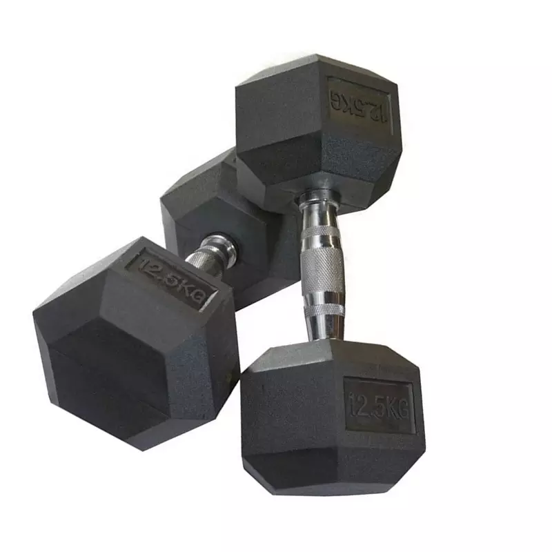 China Factory Commercial Fitness Equipment Rubber Coated Dumbbells /Dumbbell Set Free Weight Gym Hex Dumbbell