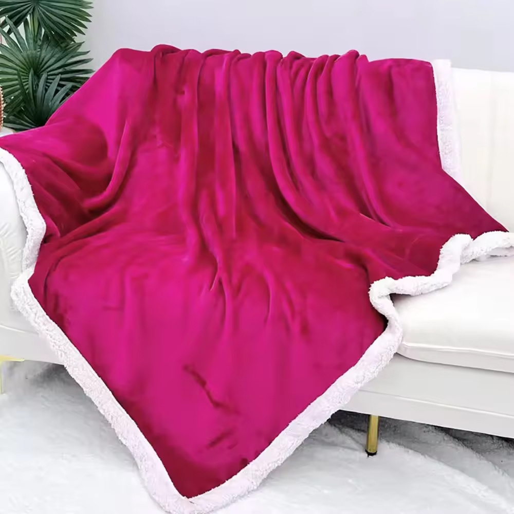 Thick Warm Sherpa Flannel Fleece Printed Solid Plain Double Layer Custom Plush Super Soft Throw Blanket For Winter Beds