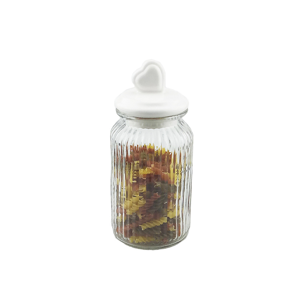 Clear glass storage jars with ceramic lids for food storage