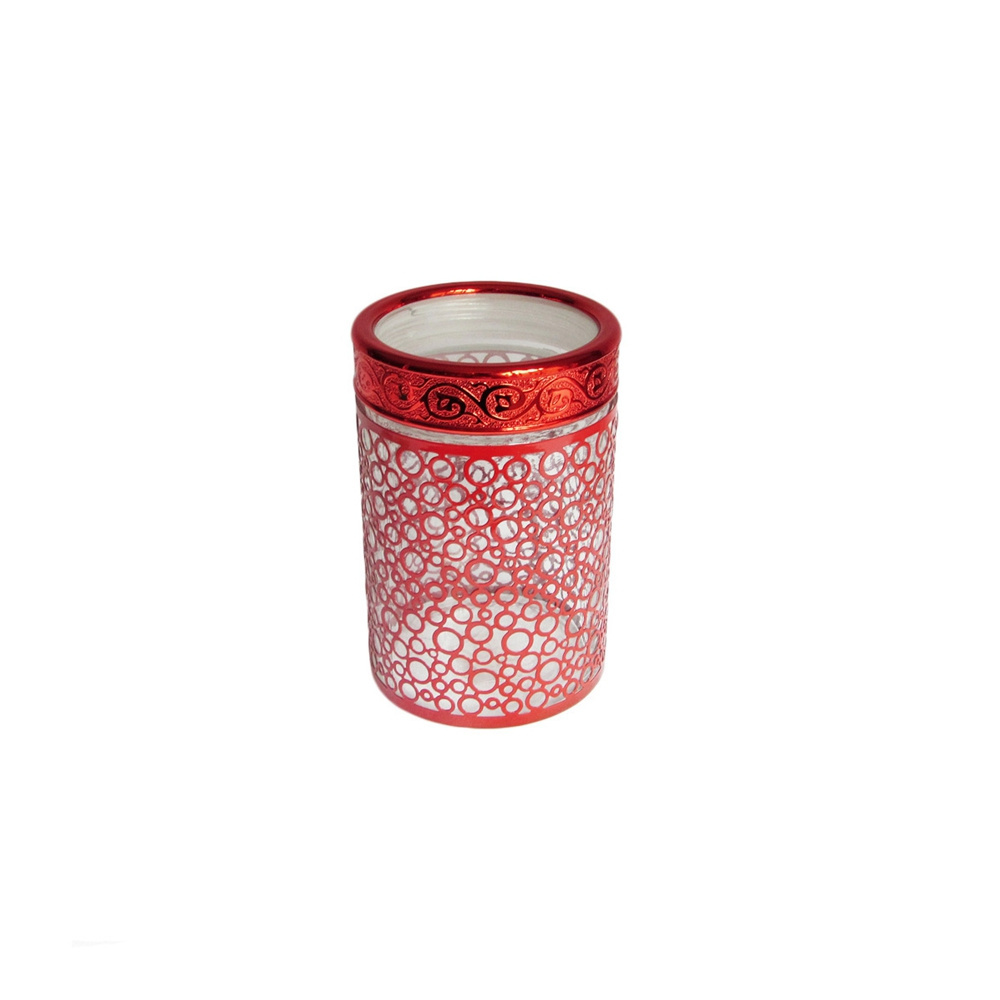 Decorative glass cookie jar with screw top plastic lid for storage