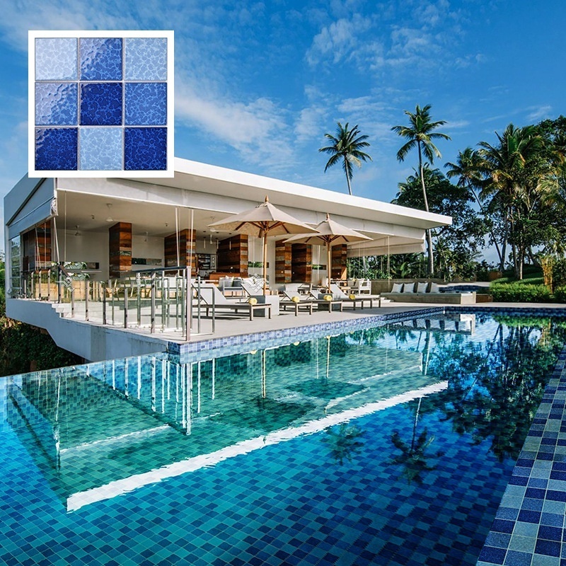 Indonesia Green 4X4 Inches square mosaic Shuangou Pool Tile Porcelain Mosaic Tile Supplier Factory Mosaic For Pool Tile