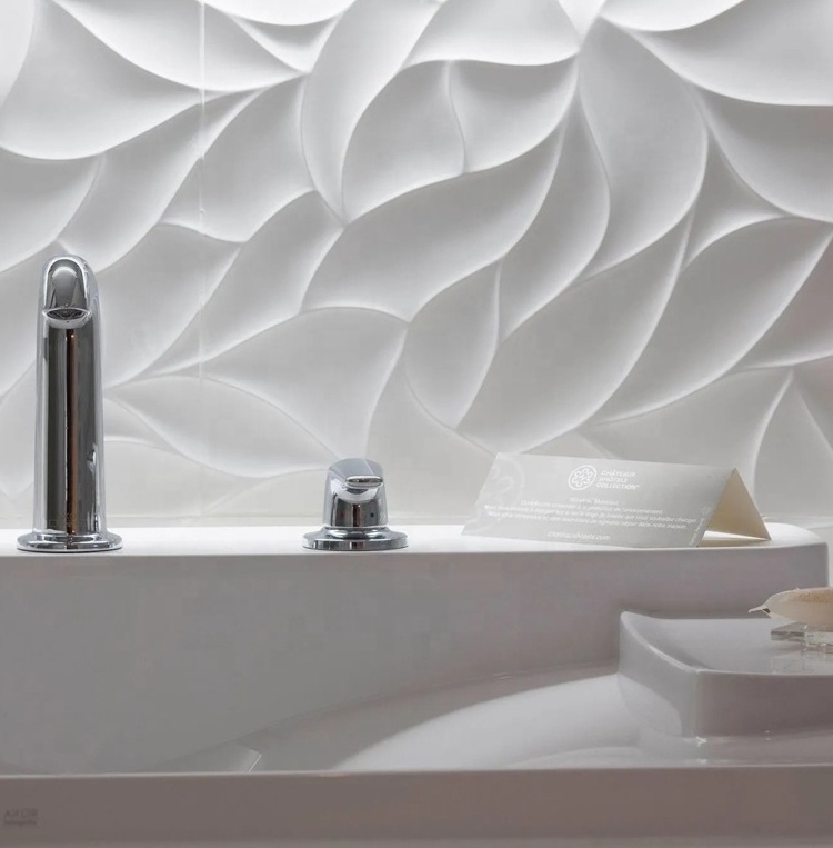 Toilet tile Modern decorative 3D wave pure white tile 300*600  ceramic bathroom wall tile