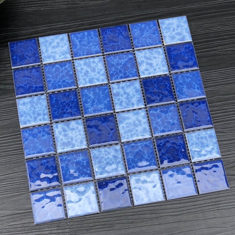 Pool Mosaic Puzzle Crystal Fish Pool Toilet Hotel Outdoor Pool Ceramic Green Blue Bath Tile