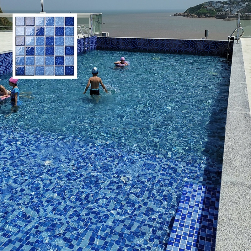 Indonesia Green 4X4 Inches square mosaic Shuangou Pool Tile Porcelain Mosaic Tile Supplier Factory Mosaic For Pool Tile