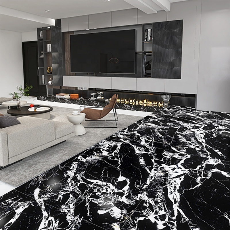 Shiny Surface 600x1200mm Black And White Root Marble Porcelain Tiles Natural Marble Polished Glazed Wall And Floor Tile Bathroom