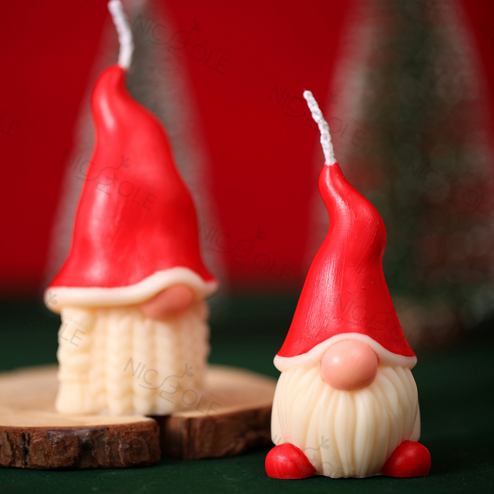 Nicole 3D Christmas Gnome Santa Claus Candle Making Mould Silicone Rubber Santa Mold