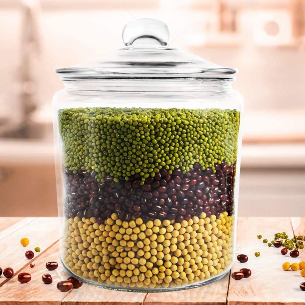 Wide Mouth Round 1 Gallon Glass Cookie Food Pasta Storage Jar With Airtight Glass Lid