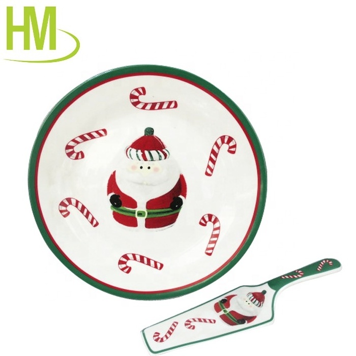 8 inch custom design Christmas porcelain dishes dessert cake serving tray ceramic platter dinner plate