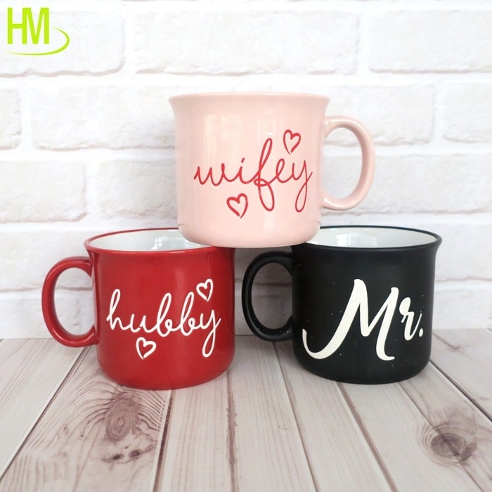 Mr Coffee Camper Mug 13 Ounce Couple Cup Set Novelty Customized Ceramic Mug Cup High quality couple cup gift set