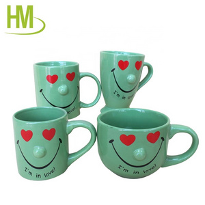 High Grade Office use Drinking 2D embossed ceramic nose mug