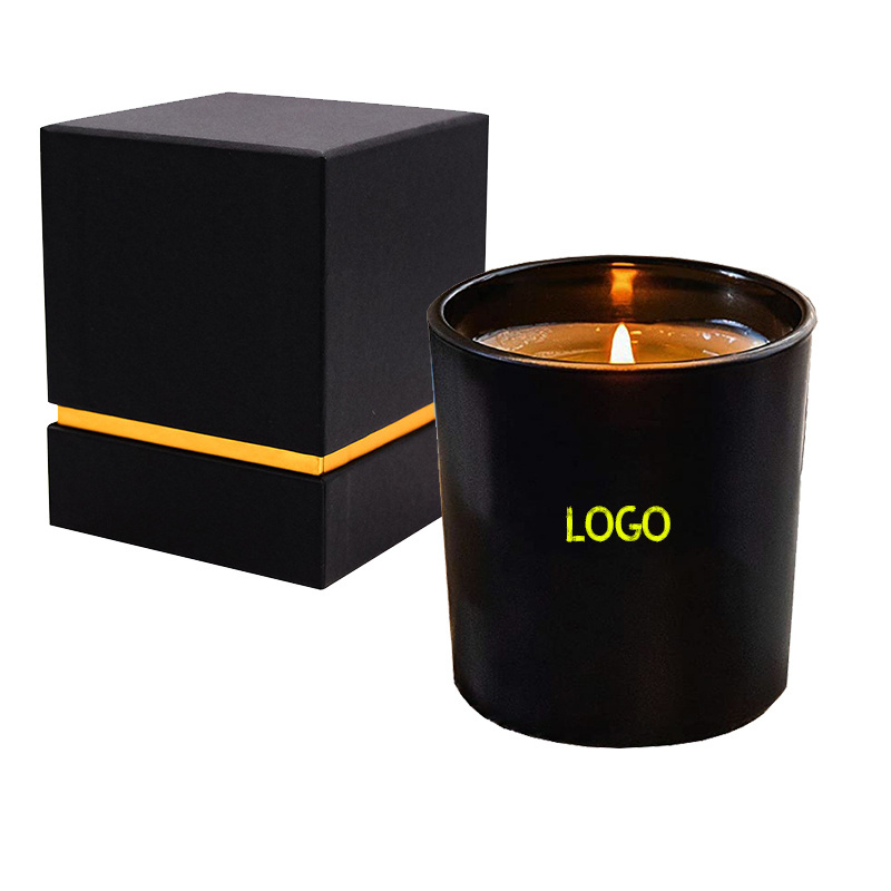 Customized Matt Black White Frosted Candle Jar Holder with Lid and Gift Box 8oz 10oz 12oz