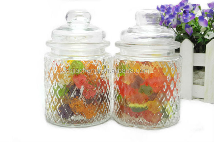 Soda Lime Lid Antique Glass Jars for Cookie Container