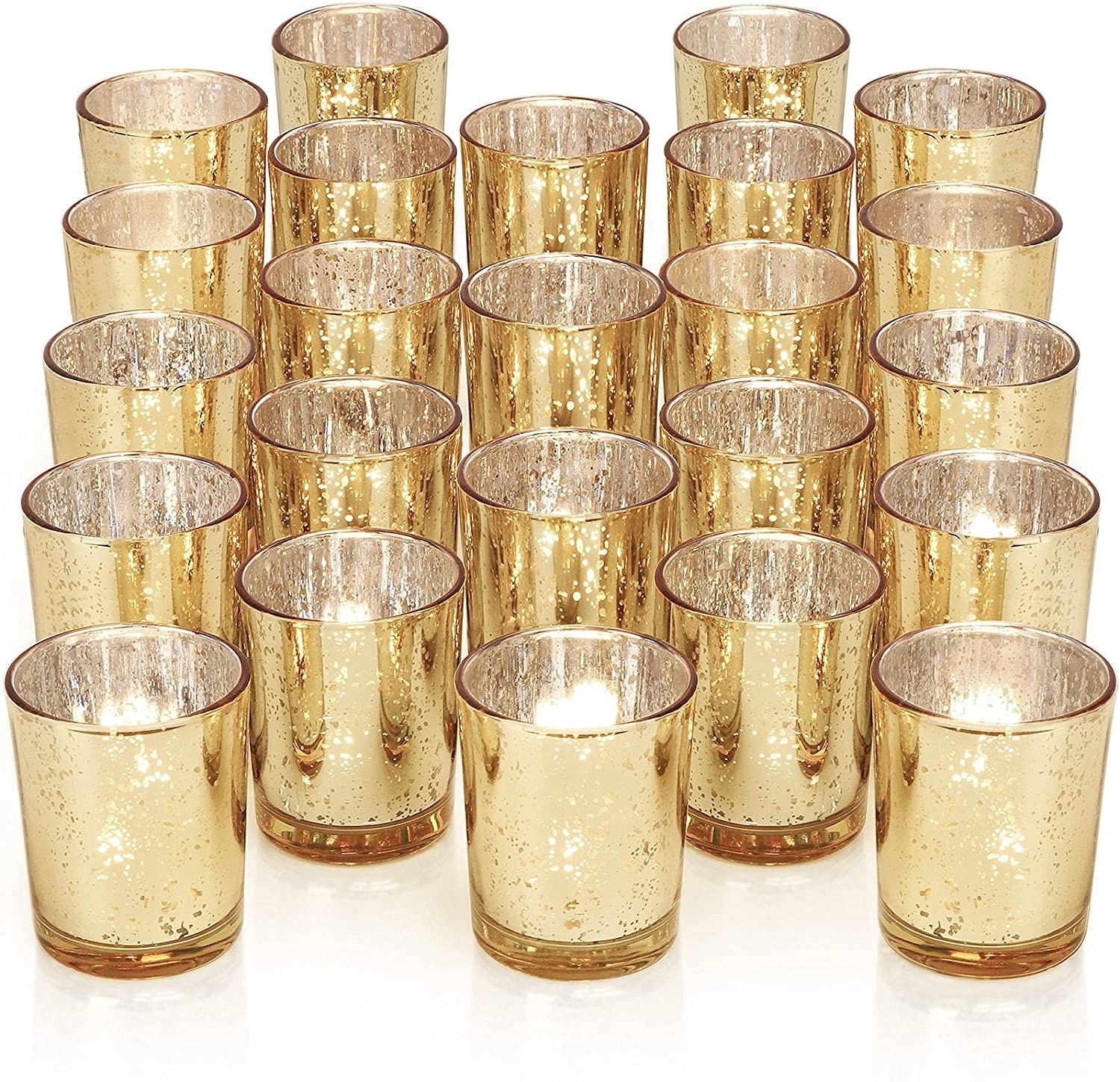 Gold Tealight Votive Glass Candle Holders for Table and Wedding Centerpiece