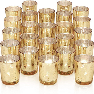 Gold Tealight Votive Glass Candle Holders for Table and Wedding Centerpiece